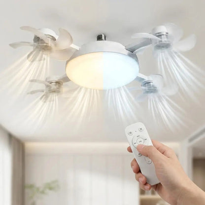 2026 Neuer E27-Sockel Deckenventilator mit Licht – 2-in-1 leiser LED-Ventilator mit Fernbedienung, energiesparende Kühl- und Beleuchtungskombination für das Schlafzimmer zu Hause