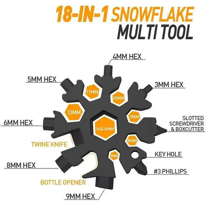 18-in-1 Snowflake Multi-tool Stainless Steel Portable Wrench All-in-One Screwdriver & Bottle Opener Must-Have Survival Gadget for Outdoor Activities