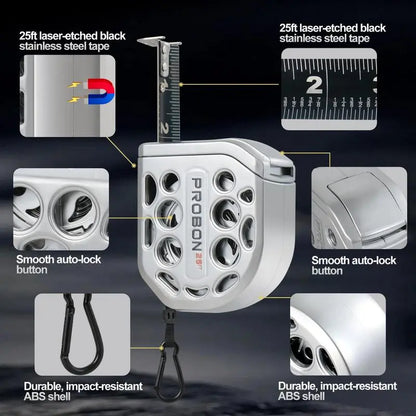 16/25FT Retractable Tape Measure Stainless Steel Measuring Tape With One sided Scale Waterproof Portable AutoLock Ruler With Magnetic engineer tape