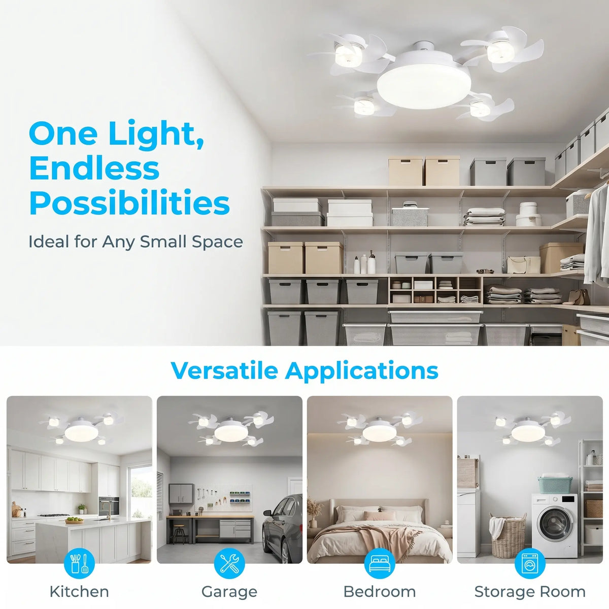 2026 Neuer E27-Sockel Deckenventilator mit Licht – 2-in-1 leiser LED-Ventilator mit Fernbedienung, energiesparende Kühl- und Beleuchtungskombination für das Schlafzimmer zu Hause