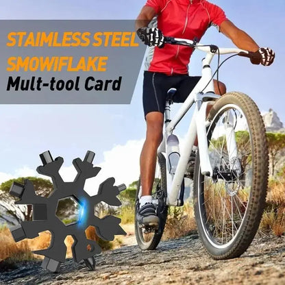 18-in-1 Snowflake Multi-tool Stainless Steel Portable Wrench All-in-One Screwdriver & Bottle Opener Must-Have Survival Gadget for Outdoor Activities