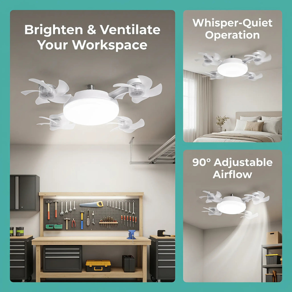2026 Neuer E27-Sockel Deckenventilator mit Licht – 2-in-1 leiser LED-Ventilator mit Fernbedienung, energiesparende Kühl- und Beleuchtungskombination für das Schlafzimmer zu Hause