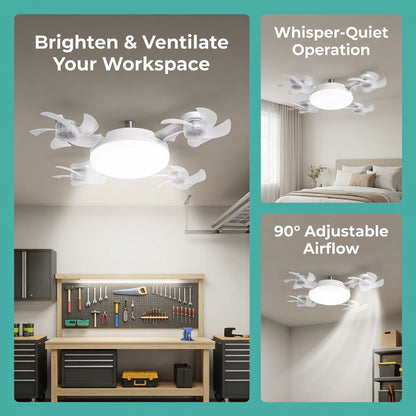 2026 Neuer E27-Sockel Deckenventilator mit Licht – 2-in-1 leiser LED-Ventilator mit Fernbedienung, energiesparende Kühl- und Beleuchtungskombination für das Schlafzimmer zu Hause