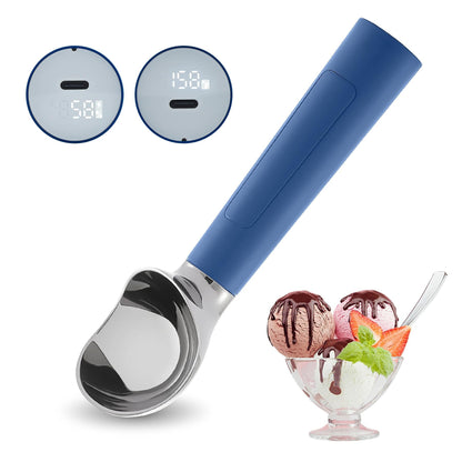 Electric Ice Cream Scoop | Rechargeable 2-oz Stainless Steel Scoop with LED Display | Waterproof Design — Easily Scoops Hard Ice Cream
