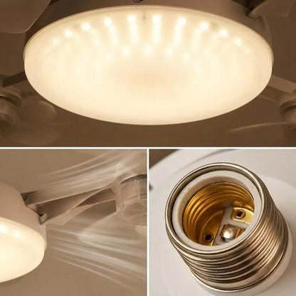2026 Neuer E27-Sockel Deckenventilator mit Licht – 2-in-1 leiser LED-Ventilator mit Fernbedienung, energiesparende Kühl- und Beleuchtungskombination für das Schlafzimmer zu Hause