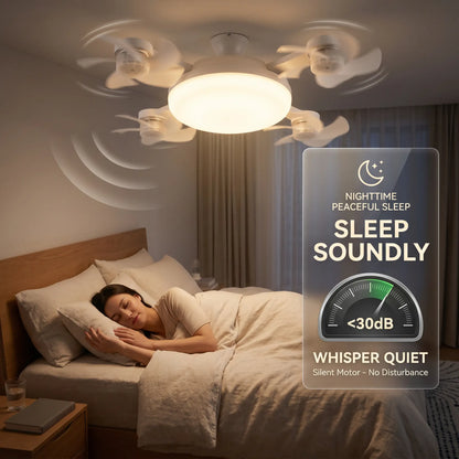 2026 Neuer E27-Sockel Deckenventilator mit Licht – 2-in-1 leiser LED-Ventilator mit Fernbedienung, energiesparende Kühl- und Beleuchtungskombination für das Schlafzimmer zu Hause
