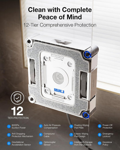 Robot laveur de vitres intelligent WINBOT W3 OMNI avec station de nettoyage automatique