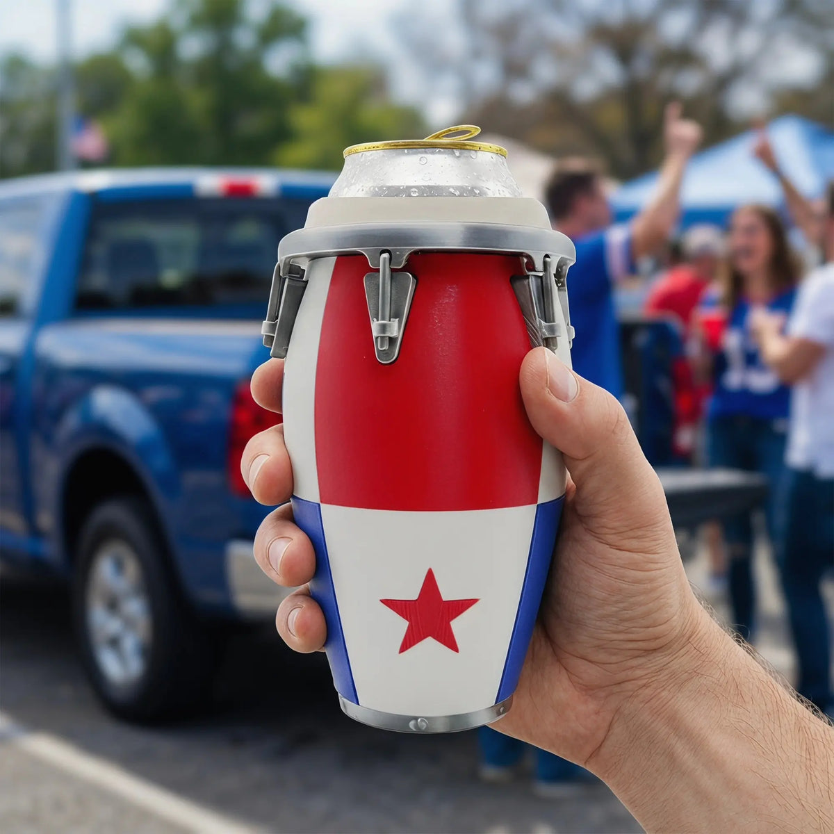 Conga Style Can Holder, 3D Printed 12oz Can Stand, Portable Drink Carrier, Unique Beverage Rack, Perfect for Parties and Festivals